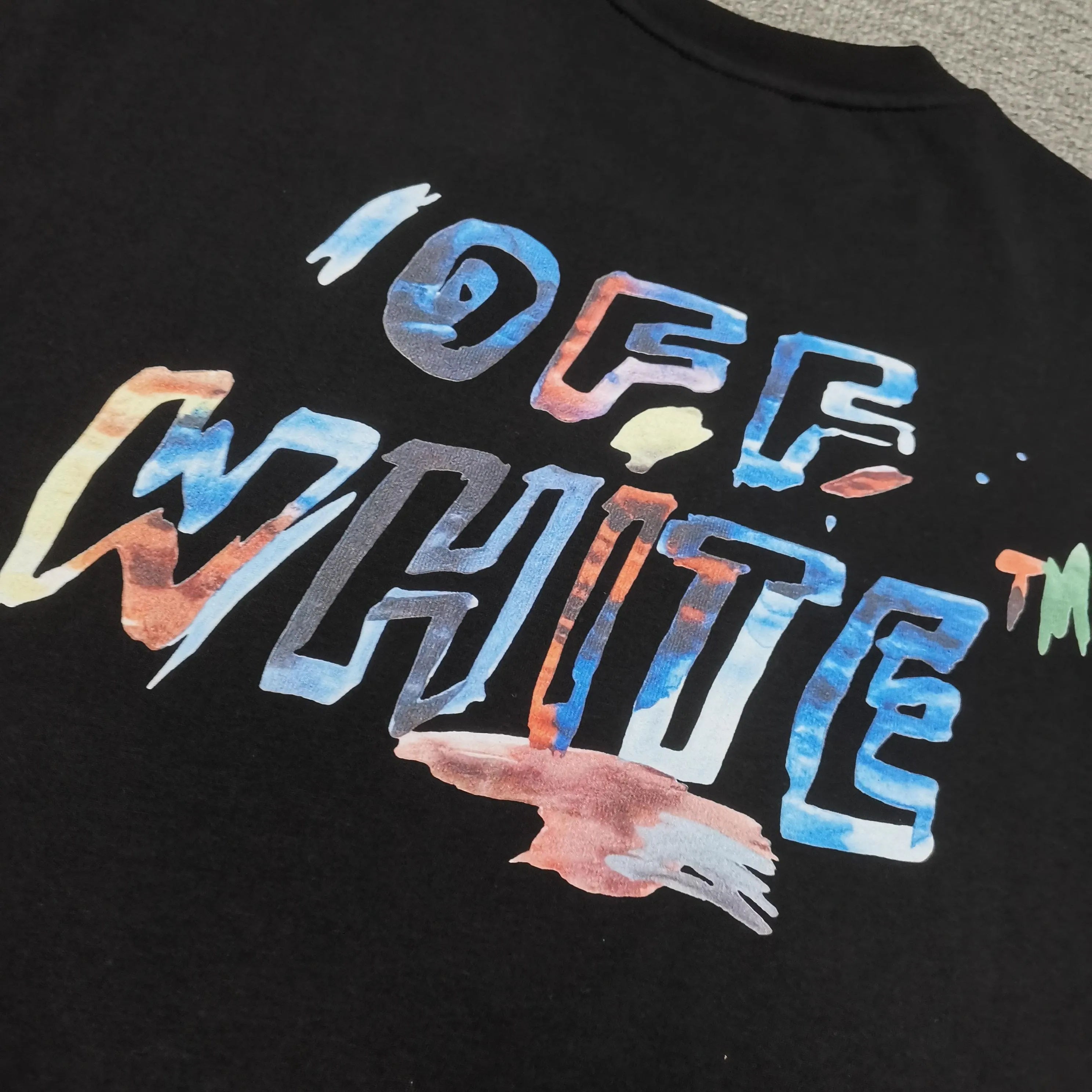 Top version ❤️off white new loose version colorful painted short-sleeved T-shirt Size: S M L XL Color: Black White P240